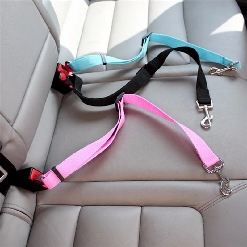Adjustable Pet Car Seat Belt with Clip Safety Lever