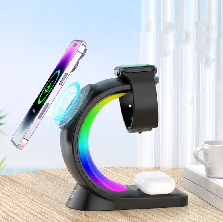 4-in-1 Magnetic Wireless Charger – Fast Charging with RGB Light for iPhone, AirPods & Watch