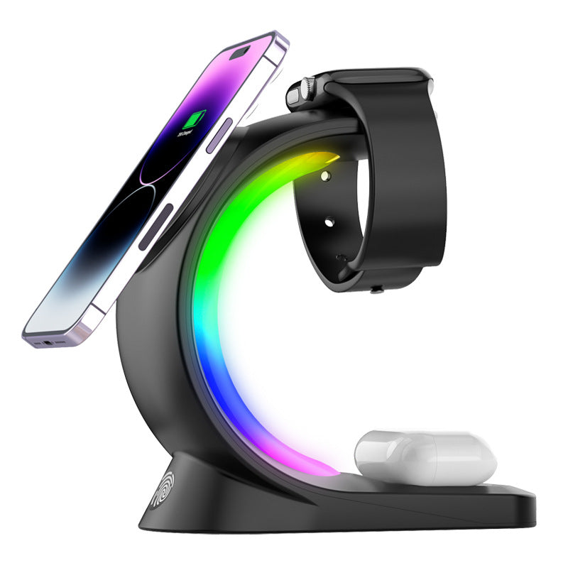 4-in-1 Magnetic Wireless Charger – Fast Charging with RGB Light for iPhone, AirPods & Watch