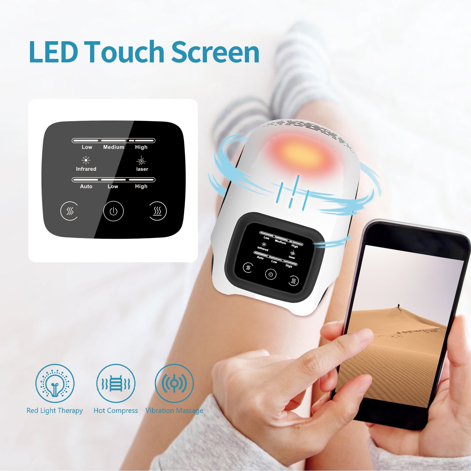 Smart Kneading Heating Knee Massager - Rechargeable Pain Relief