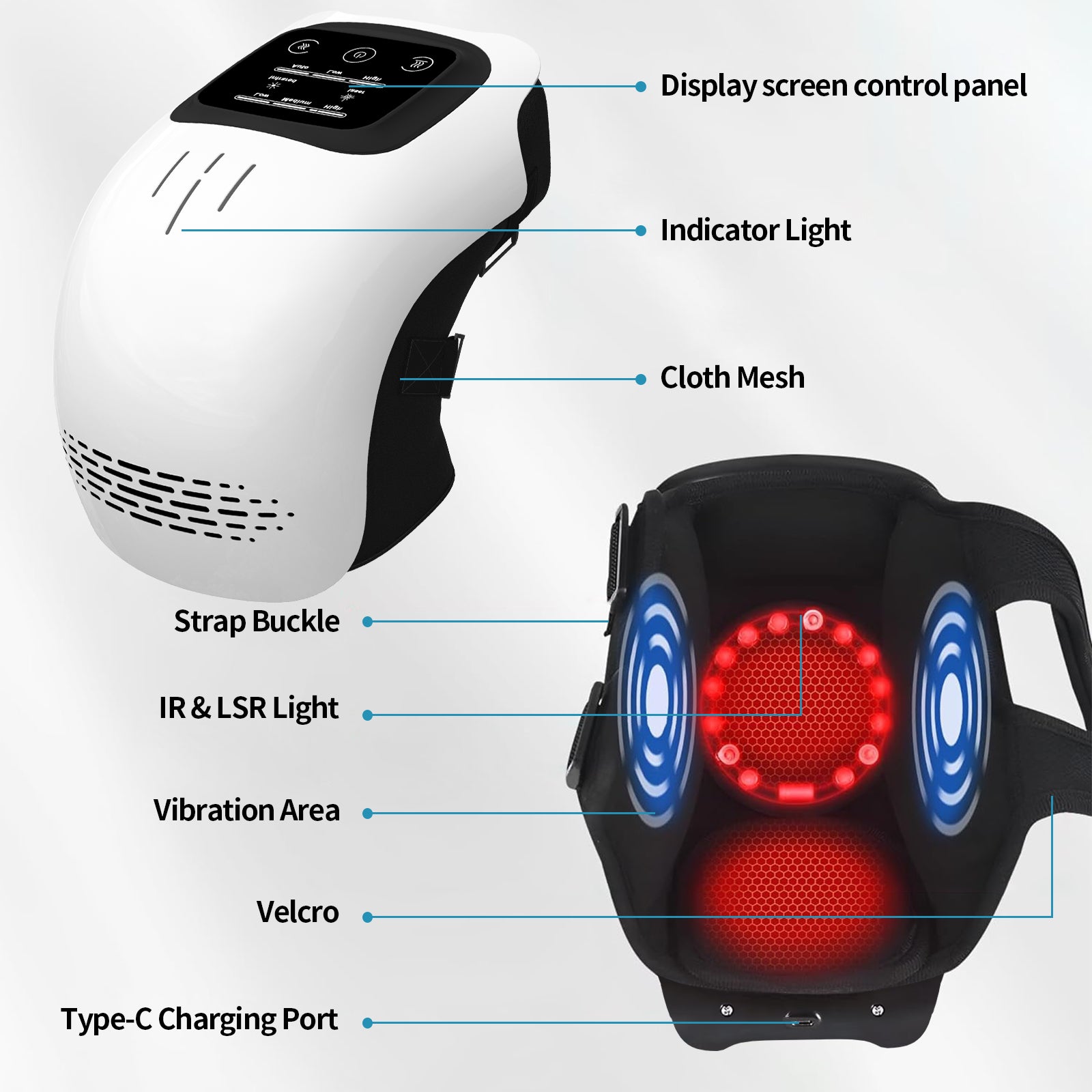 Smart Kneading Heating Knee Massager - Rechargeable Pain Relief