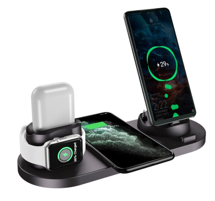 Wireless Fast Charger Pad For iPhone Watch 6 In 1 Charging Dock Station