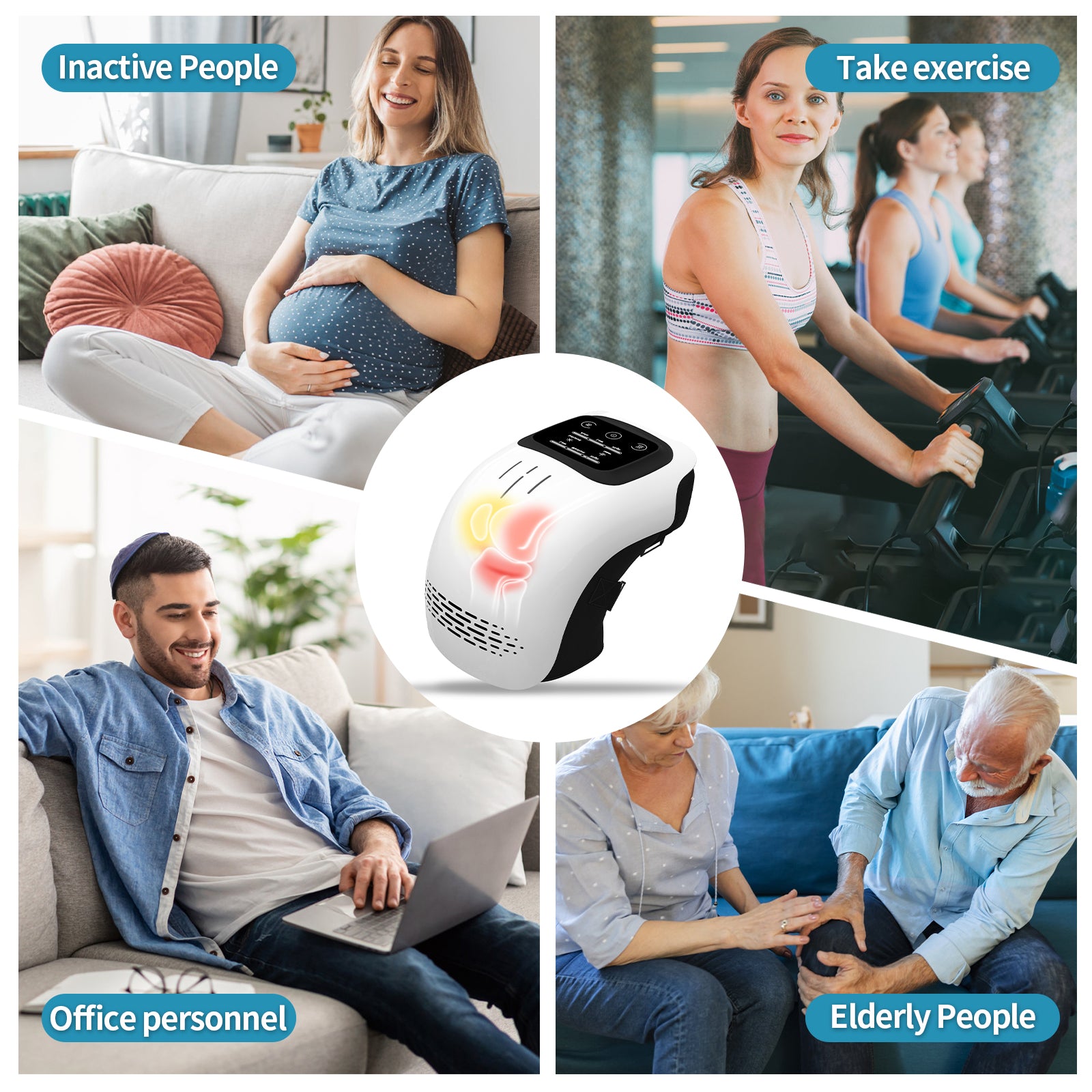 Smart Kneading Heating Knee Massager - Rechargeable Pain Relief