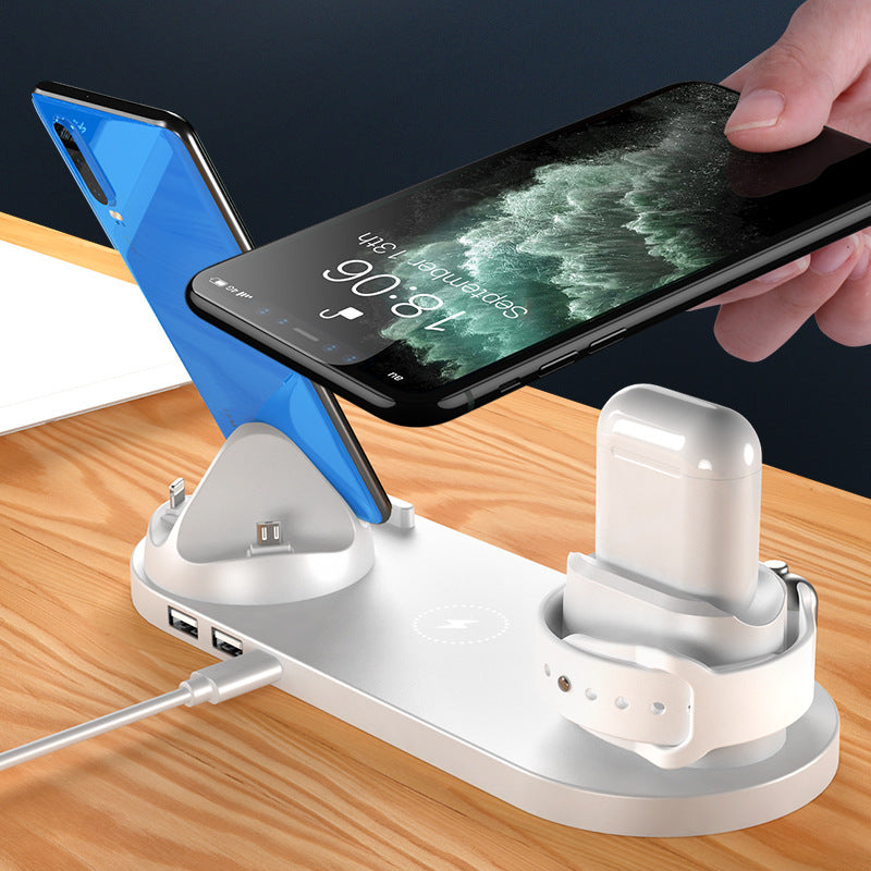 Wireless Fast Charger Pad For iPhone Watch 6 In 1 Charging Dock Station