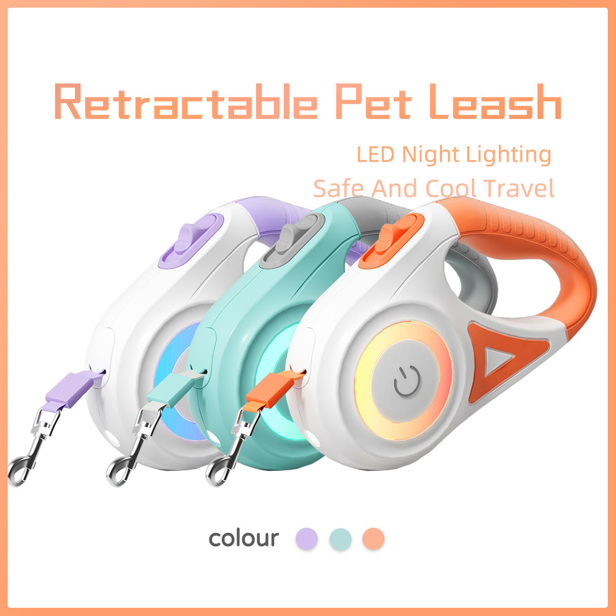 Dog Leash Retractable Collar Spotlight Traction Rope