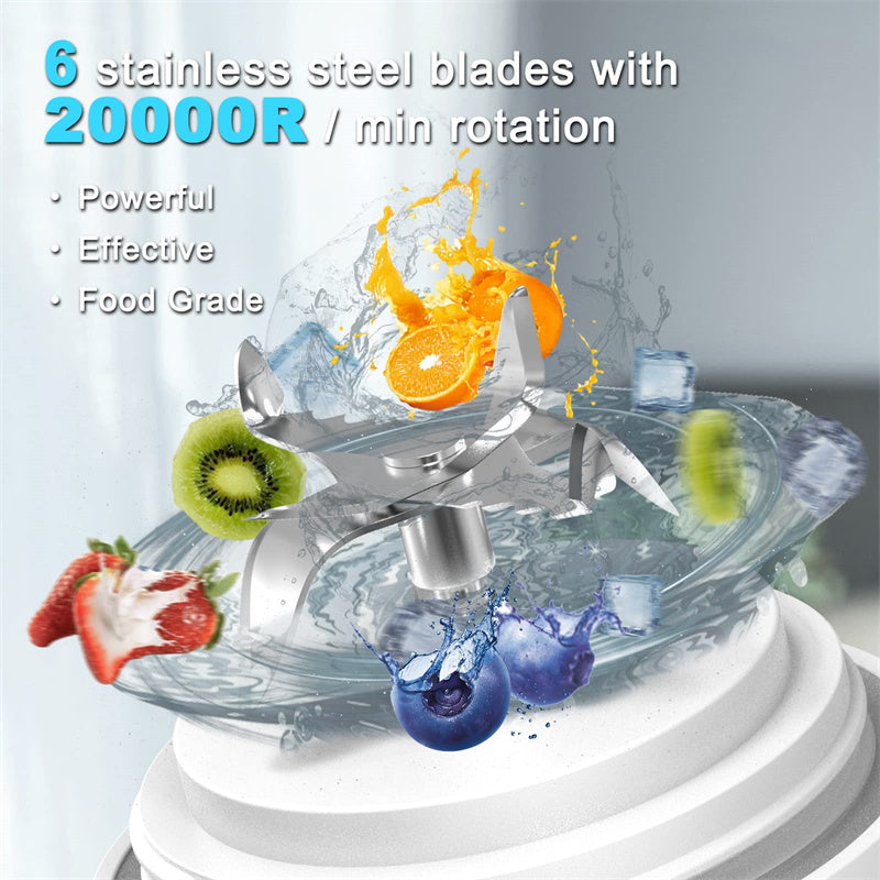 Portable Personal Blender – 6-Blade Mini Juicer for Shakes & Smoothies