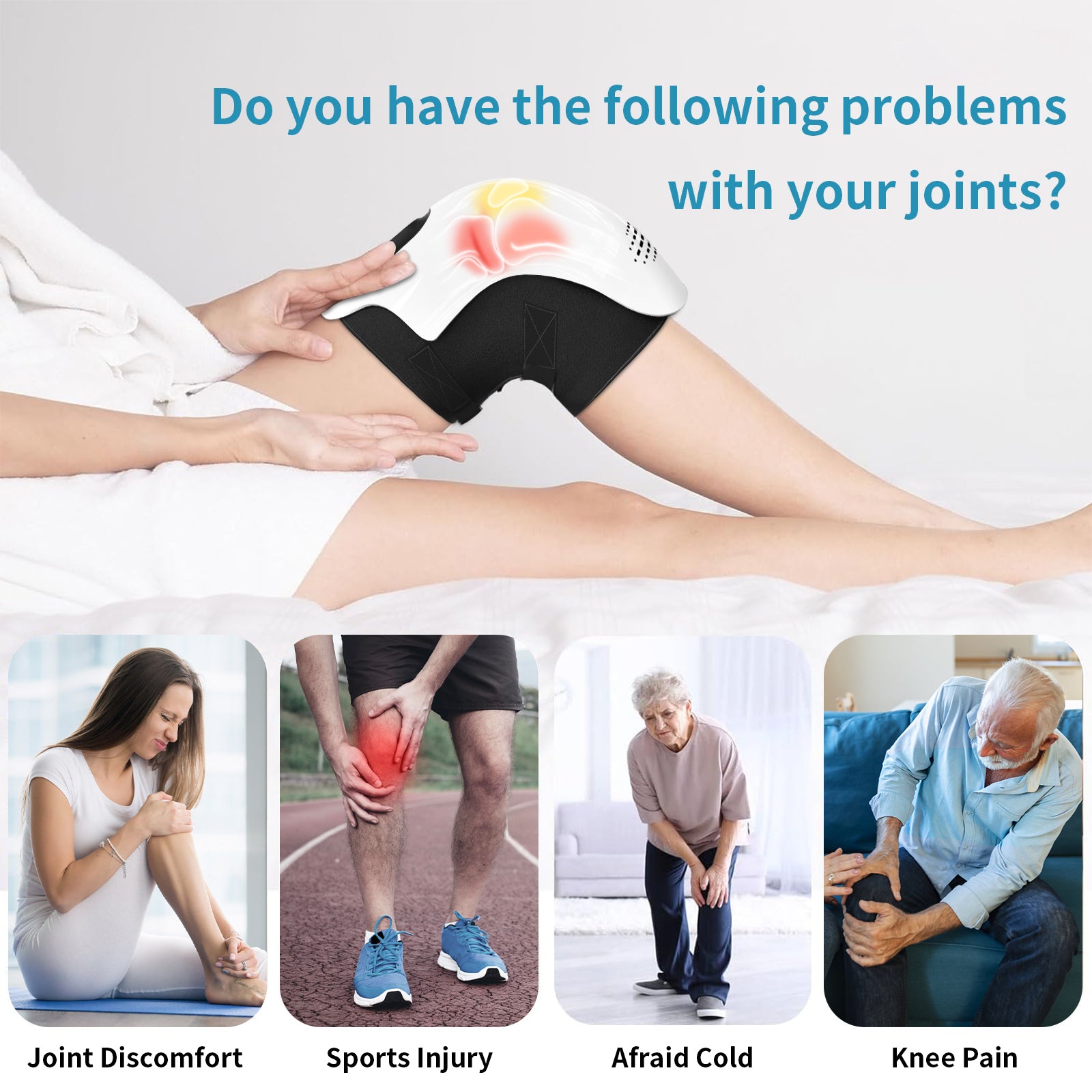 Smart Kneading Heating Knee Massager - Rechargeable Pain Relief