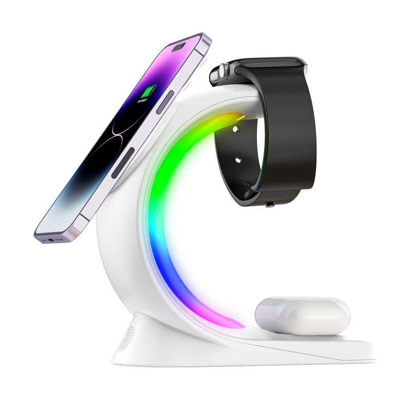 4-in-1 Magnetic Wireless Charger – Fast Charging with RGB Light for iPhone, AirPods & Watch
